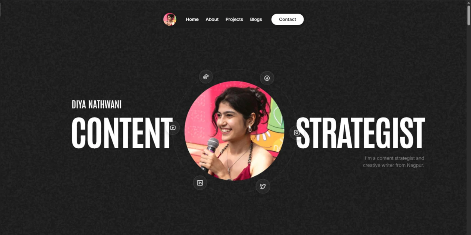 Diya Nathwani personal portfolio website homepage preview